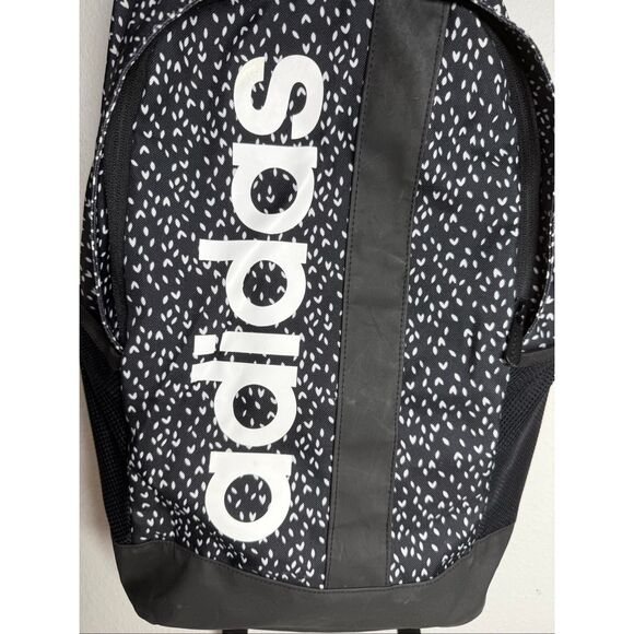 Rare Adidas Linear Graphic Backpack Black White Padded Straps - Picture 2 of 15